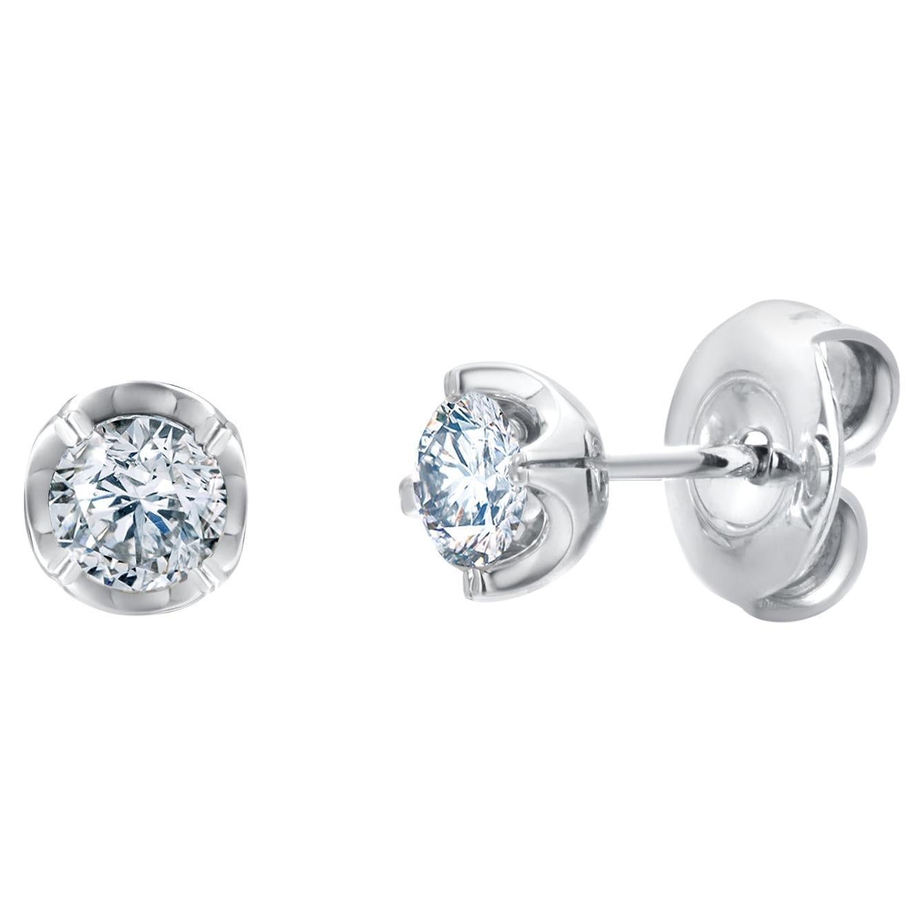 18K White Gold Natural GIA Certified Diamond Stud Earrings 0.93 Carats