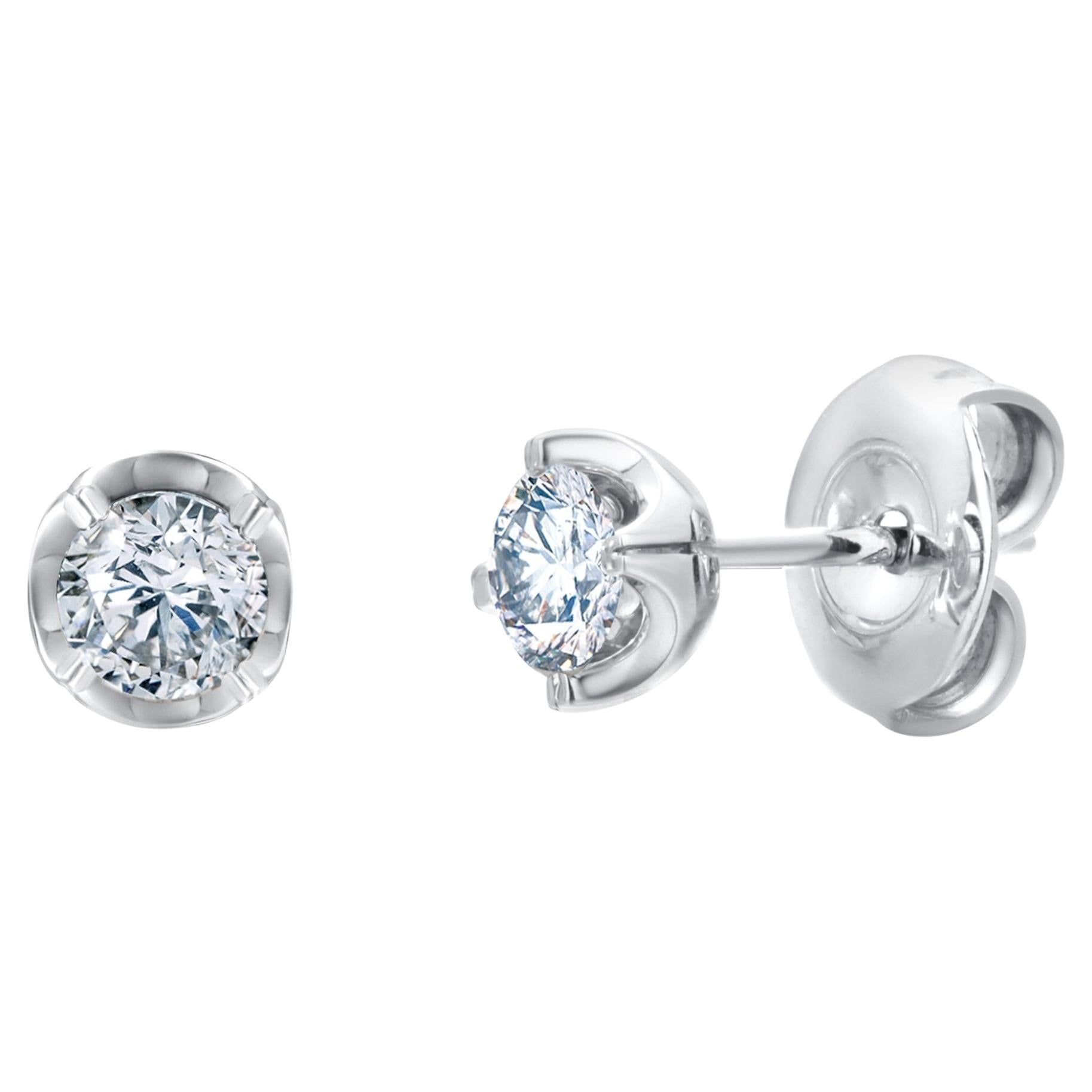 Clous d'oreilles en or blanc 18 carats avec diamants naturels certifiés GIA de 0,93 carat en vente