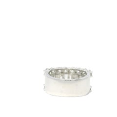 18K White Gold Natural Round Brilliant & Baguette Diamond 3-Row Half-Way Ring