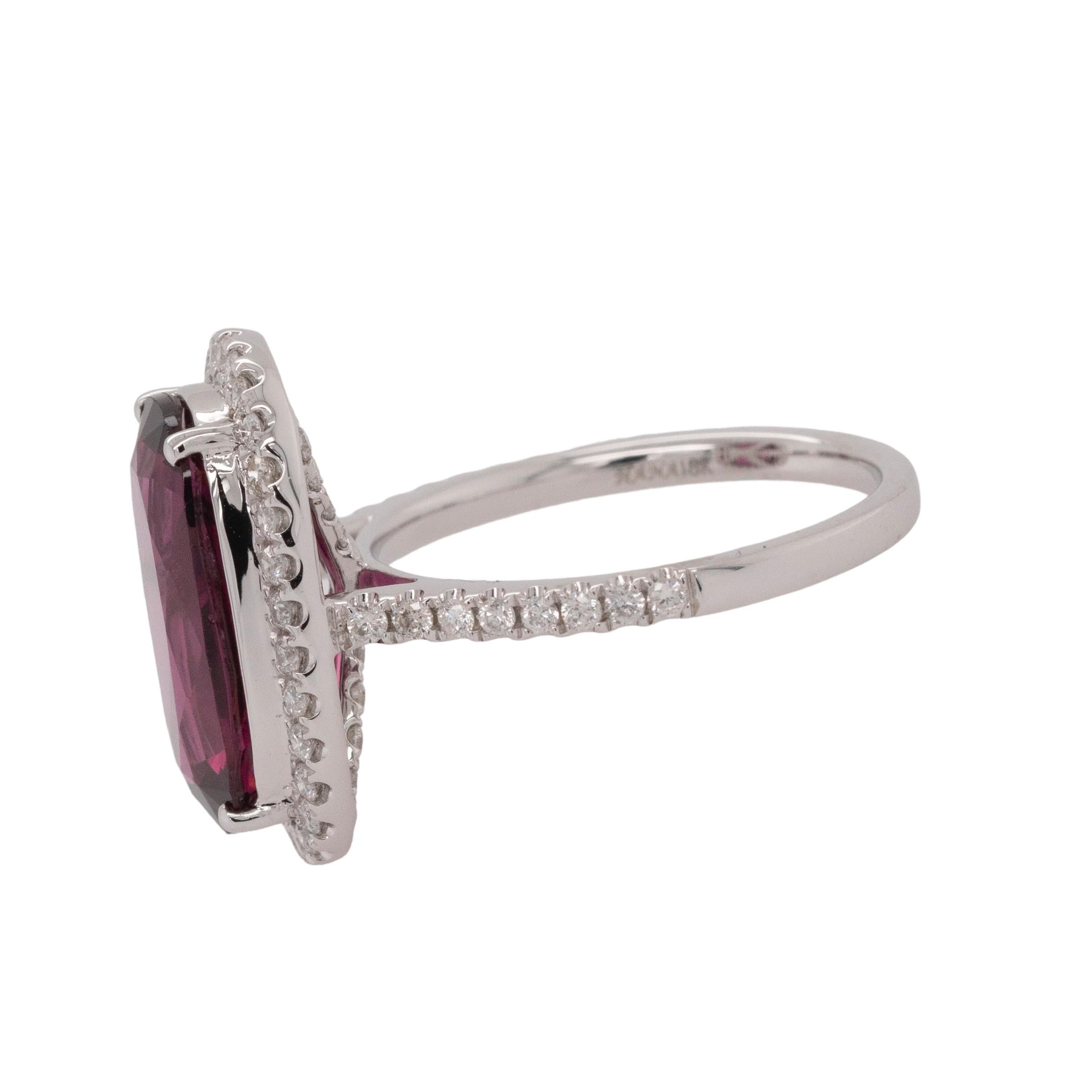 Ring aus Weißgold mit natürlichem Diamant/ Rhodolith-Granat (Gemischter Schliff) im Angebot