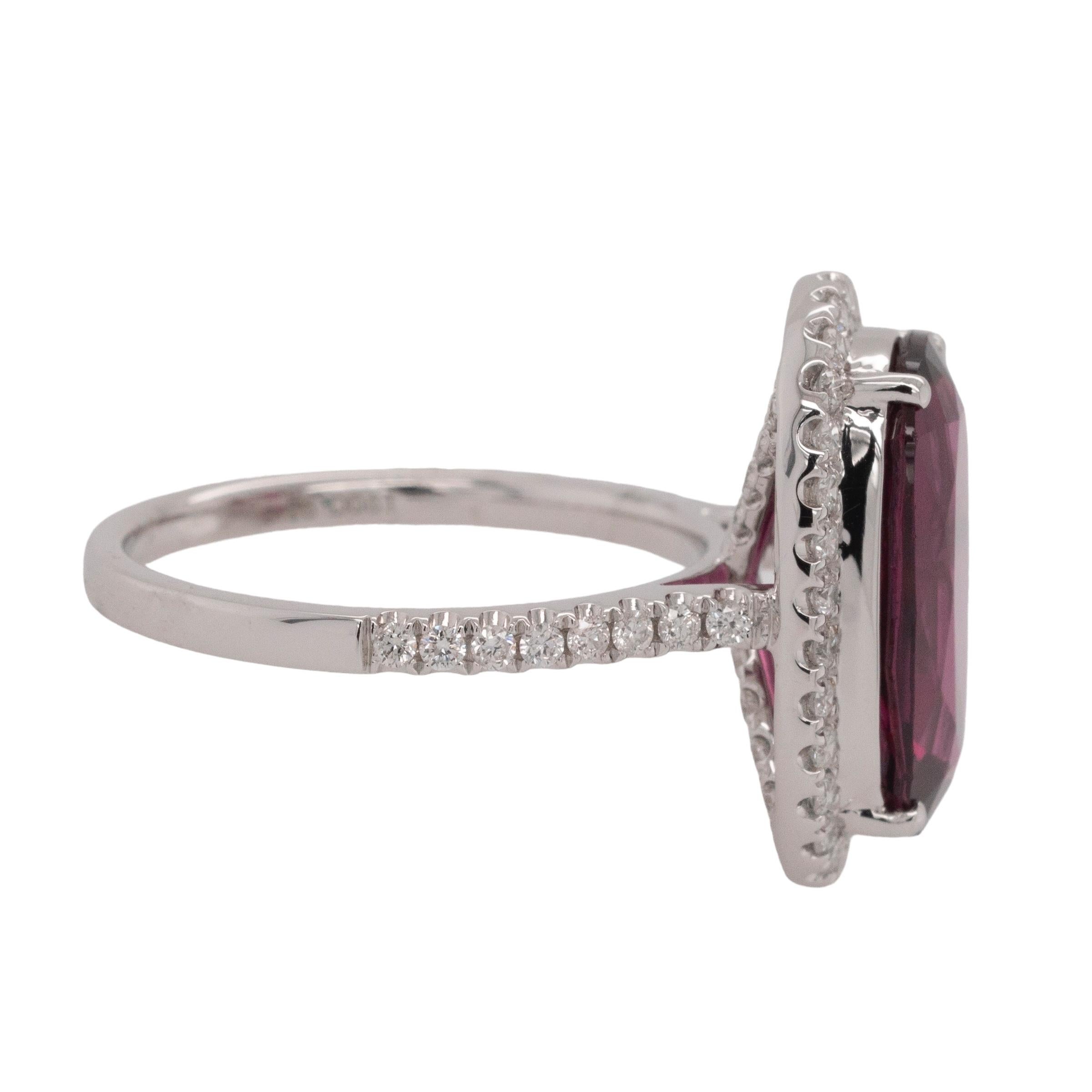 Ring aus Weißgold mit natürlichem Diamant/ Rhodolith-Granat im Zustand „Neu“ im Angebot in Boca Raton, FL