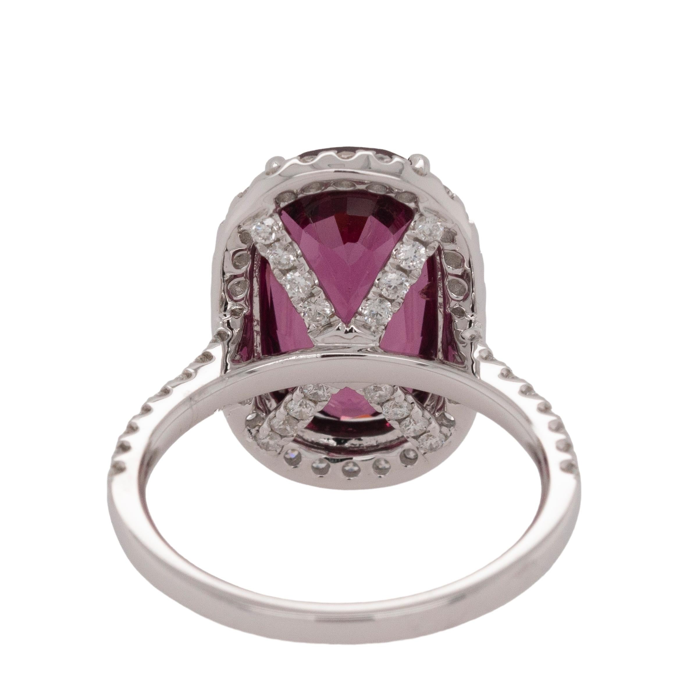 Ring aus Weißgold mit natürlichem Diamant/ Rhodolith-Granat für Damen oder Herren im Angebot