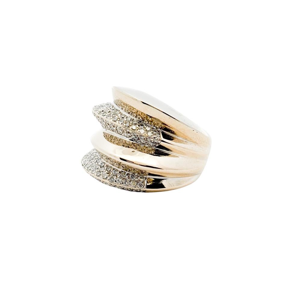 da uomo o donna 18k White Gold Natural Round Diamond Pave Wide Free Form Ring in vendita