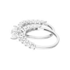 18k White Gold Natural Round Diamond Wedding Set Engagement Ring Fine Jewelry
