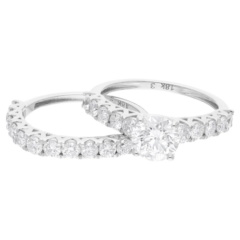 Bague De Fiançailles En Or Blanc 14 Carats Avec Diamant Simulé Taille Ronde - Taille 8.5 US, Personnalisable