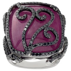 18K White Gold Natural Ruby Ring