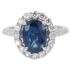 Bague en or blanc 18K saphir naturel et diamant