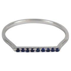 18k White Gold Natural Sapphire Ring Thin Stacking Gold Ring