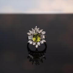 18k White Gold Natural Zircon and Diamond Cluster Ring