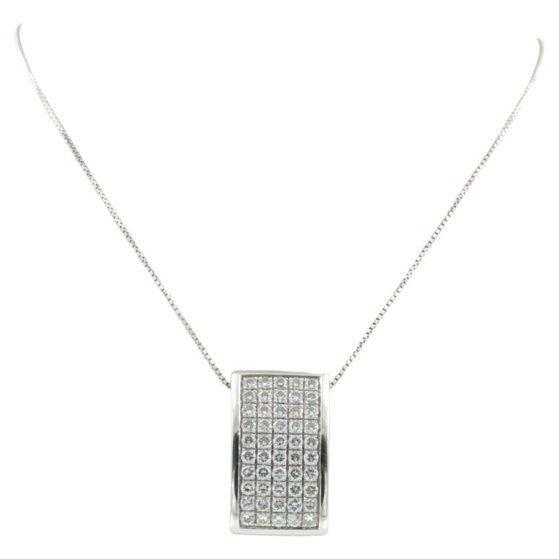18k white gold necklace and pendant with brilliant cut diamonds up to. 1.00ct