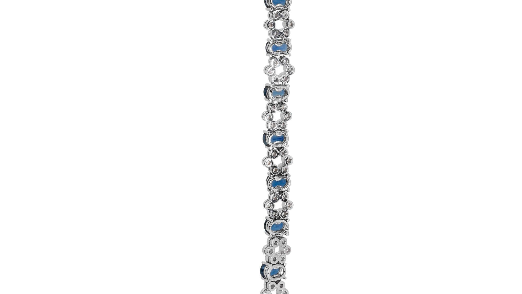 Collier en or blanc 18 carats avec saphirs de 18,55 carats et diamants naturels certifiés IGI en vente 7