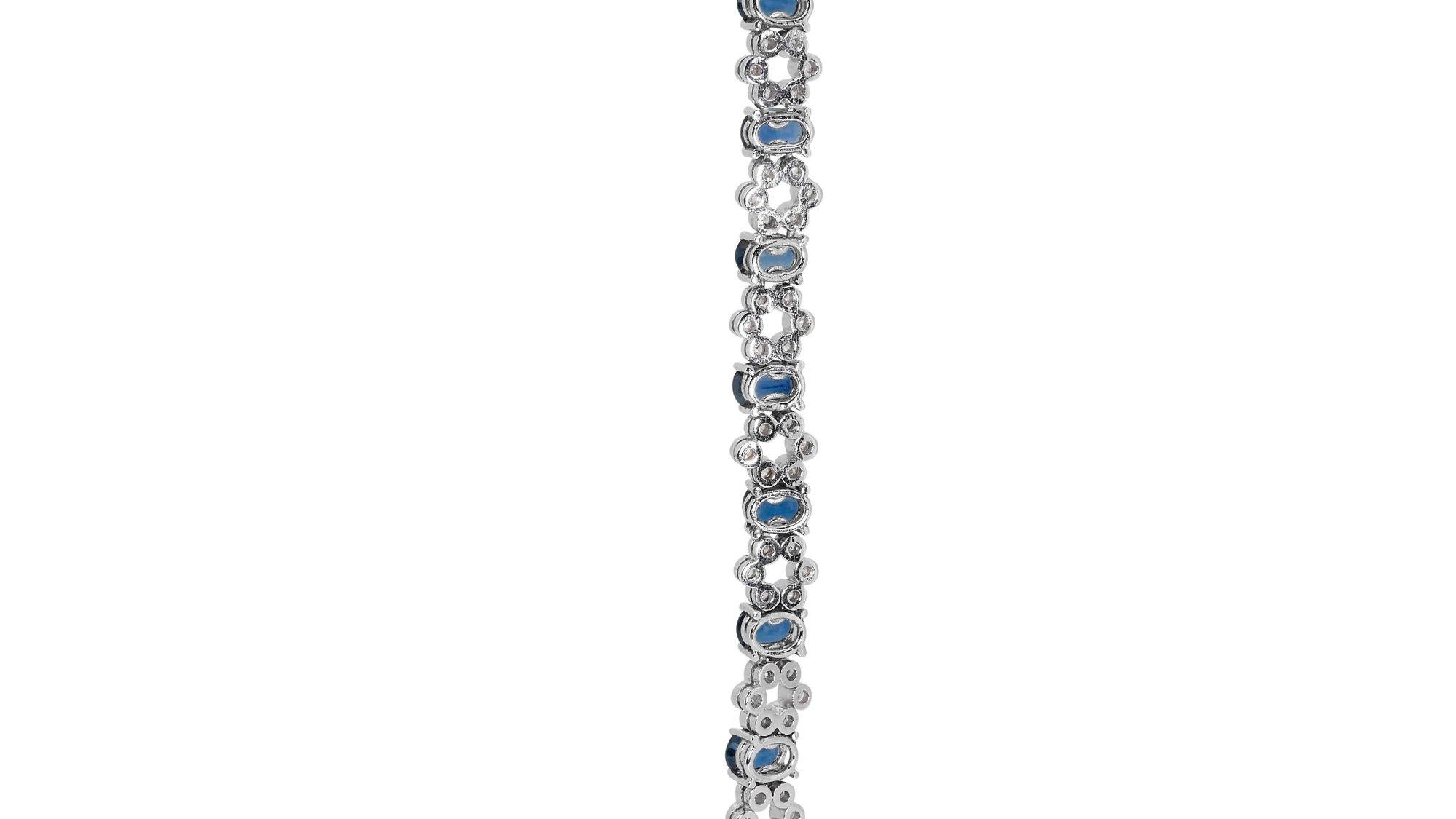Collier en or blanc 18 carats avec saphirs de 18,55 carats et diamants naturels certifiés IGI en vente 8