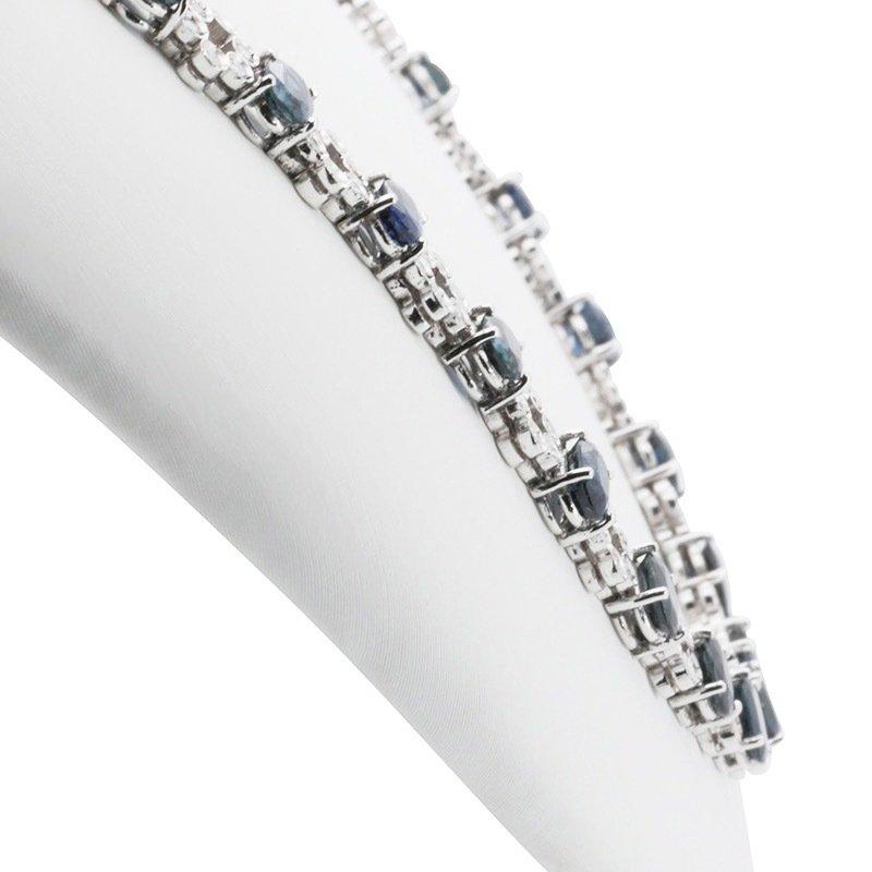 18K White Gold Necklace w/ 18.55 ct Sapphire and Natural Diamonds IGI Cert For Sale 1
