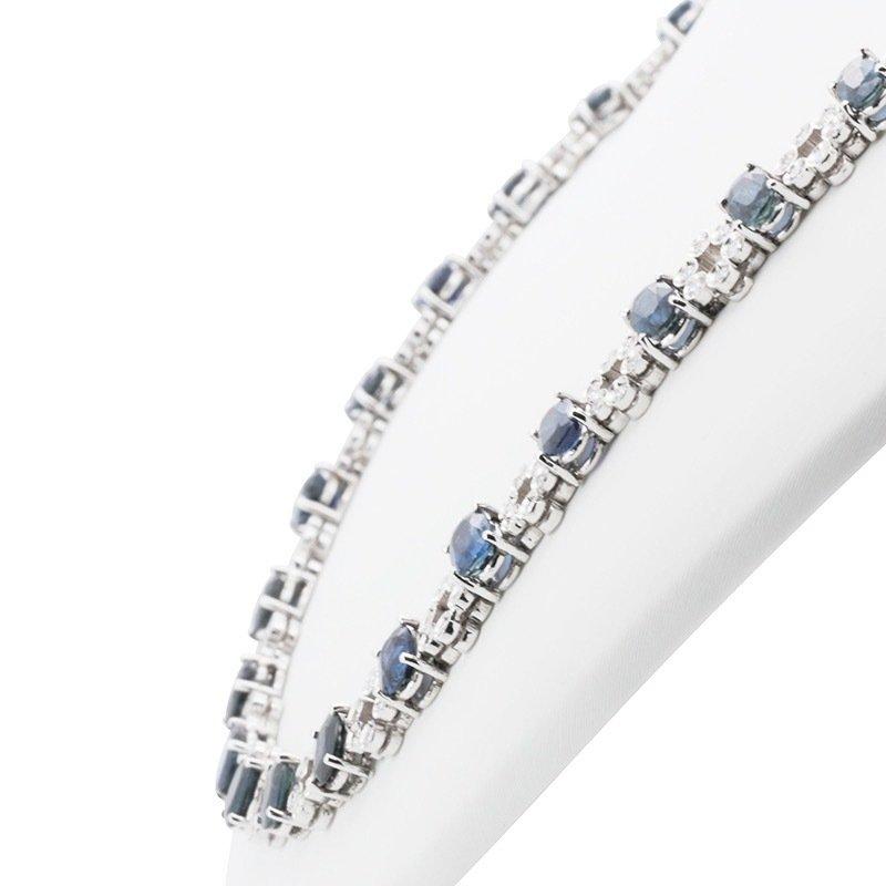 18K White Gold Necklace w/ 18.55 ct Sapphire and Natural Diamonds IGI Cert For Sale 2