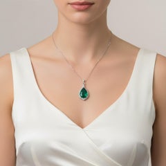 18K White Gold Necklace with 13.00 CTW in Emerald & Diamond