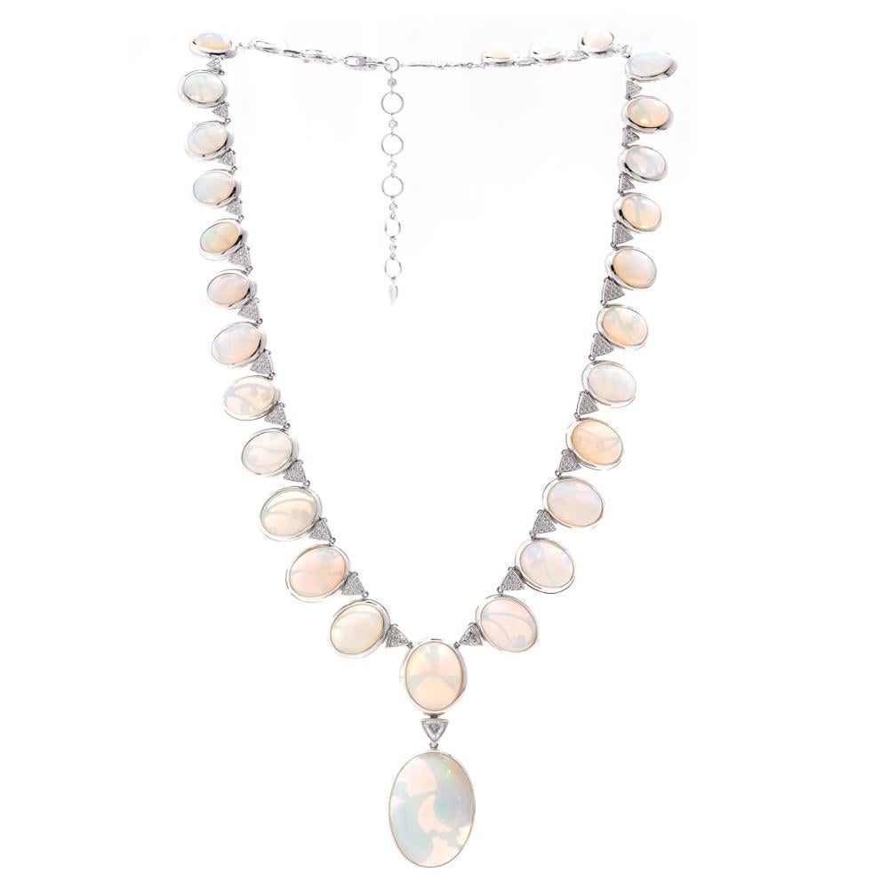 opal necklace white gold