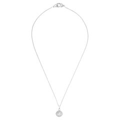 18k White Gold Necklace with large Diamond-Encrusted Pendant and Clasp