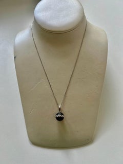 18k White Gold Necklace with large Diamond Orb Pendant and Diamond Closure