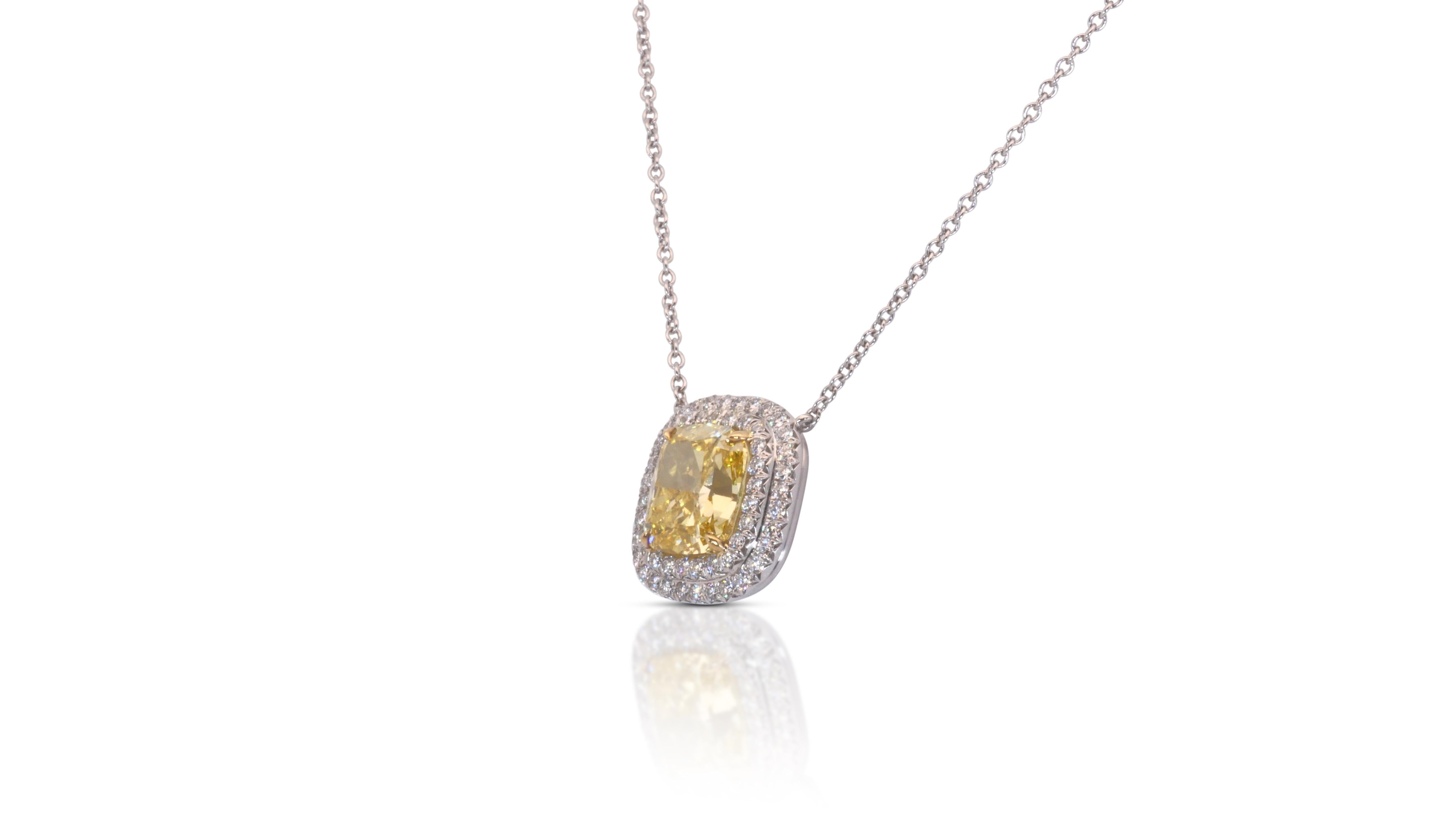 18k White Gold Necklace & Platinum Pendant 3.26ct Natural Diamonds TIFANNY&CO. In Excellent Condition For Sale In רמת גן, IL