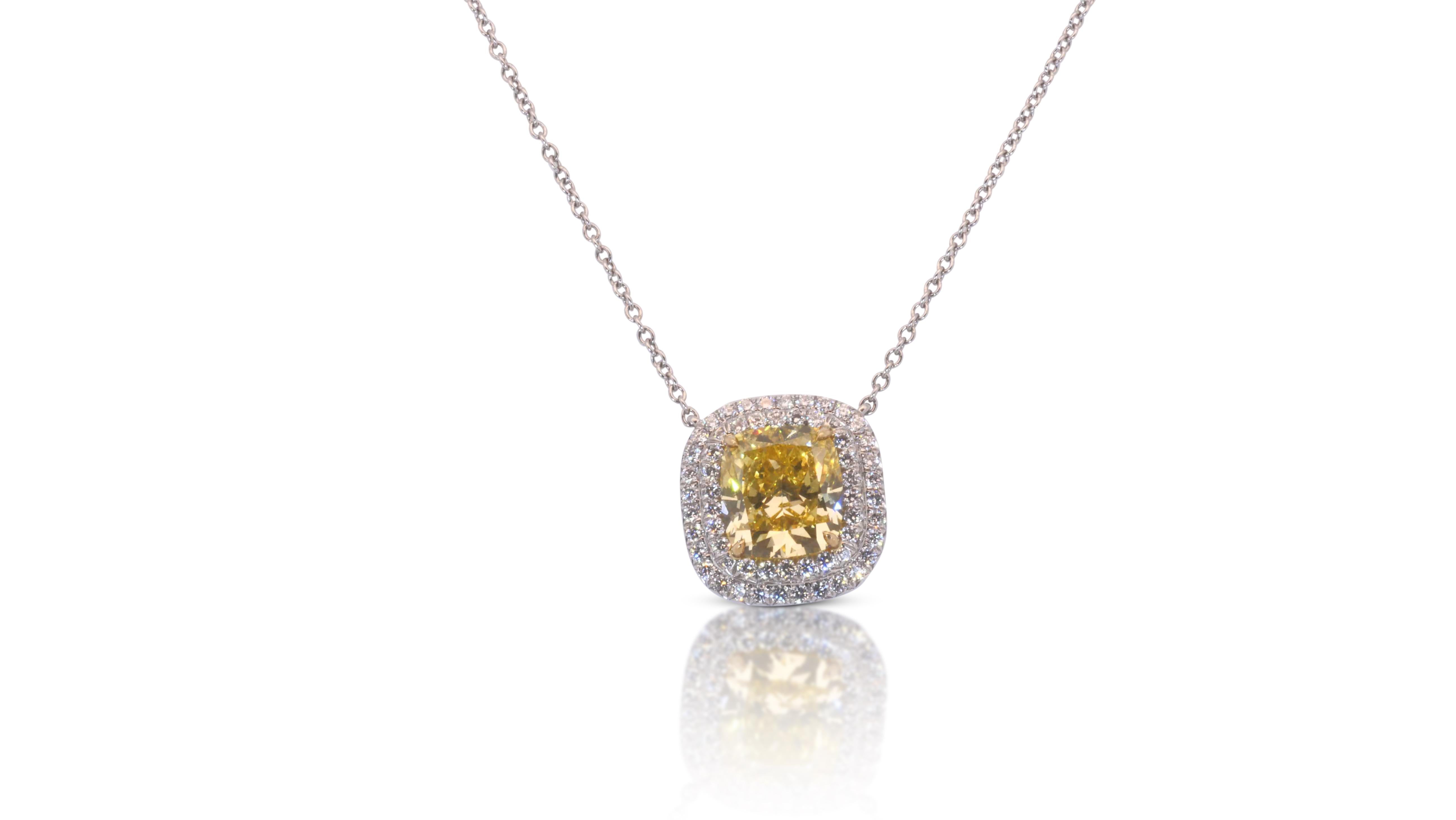 Collier en or blanc 18 carats et pendentif en platine avec diamants naturels de 3,26 carats TIFANNY&CO. en vente 2