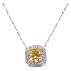 18k White Gold Necklace & Platinum Pendant 3.26ct Natural Diamonds TIFANNY&CO.