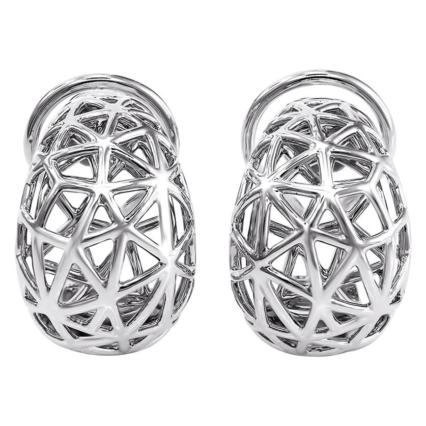 18K White Gold Nest Earrings For Sale