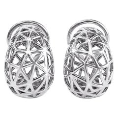 18K White Gold Nest Earrings