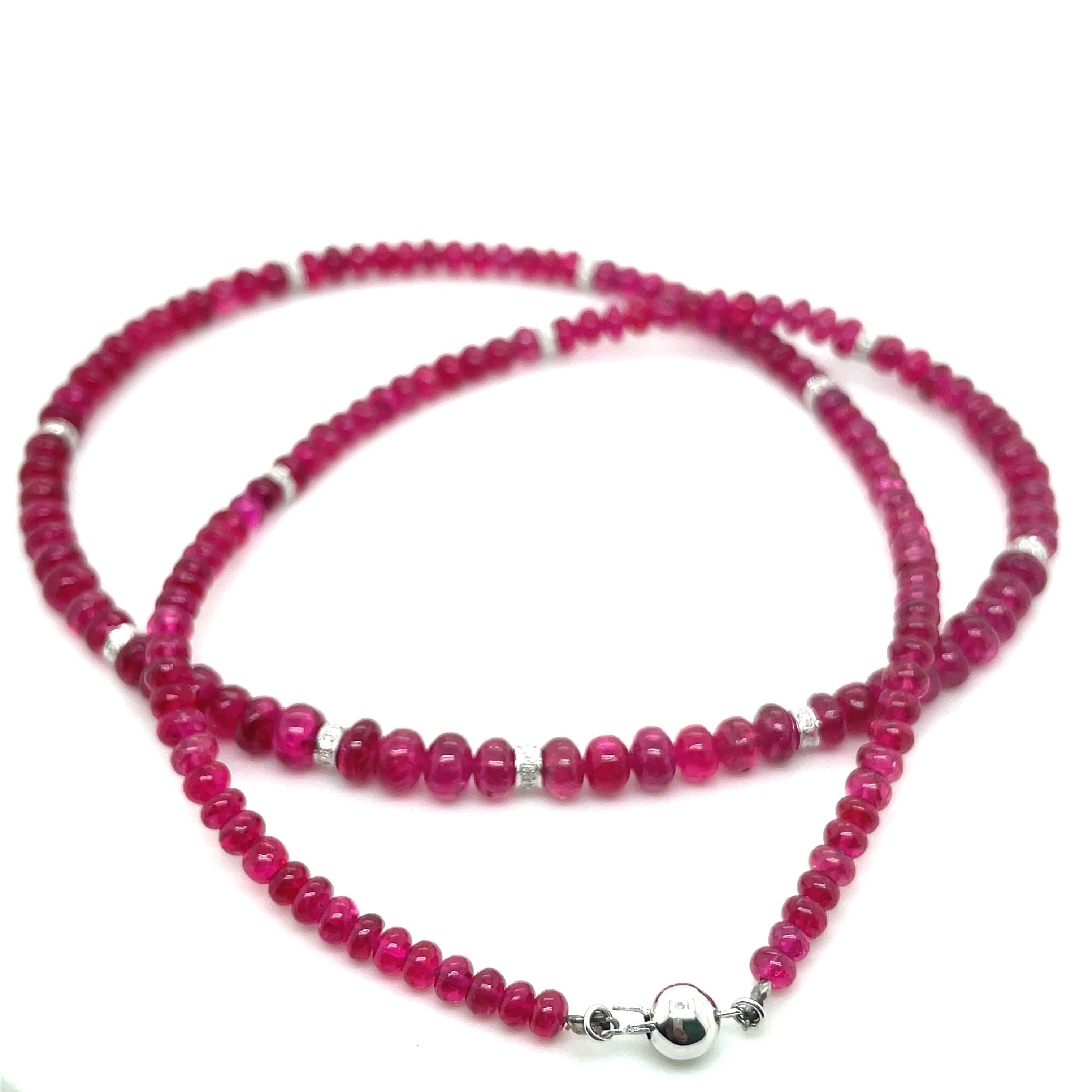 Bead 18k White Gold No Heat Spinel Necklace For Sale