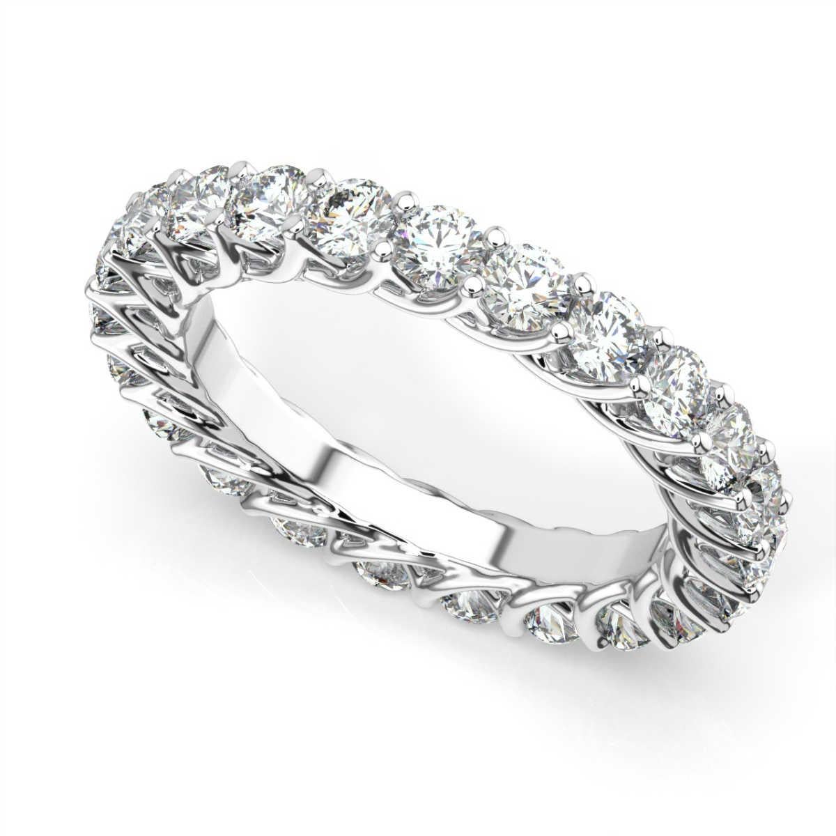 Round Cut 18K White Gold Olbia Eternity Diamond Ring '1/2 Ct. tw' For Sale