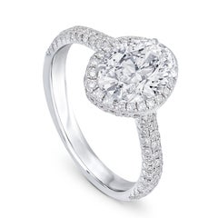 18k White Gold Old Cut GIA Moval Diamond 1.97cts G VVS2 Halo Engagement Ring