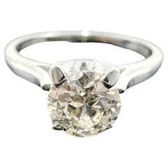 Anillo de compromiso solitario de oro blanco de 18 quilates con diamante natural de corte europeo antiguo de 0,64 ct