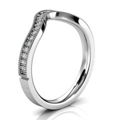 18K White Gold Olive Milgrain Curve Diamond Ring '1/6 Ct. Tw'