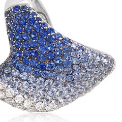 18 Karat White Gold, Ombre Sapphire and Diamond Ring