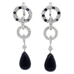 18K White Gold Onyx
1.35 Carat Diamond Circular Drop Earrings with Leverbacks
