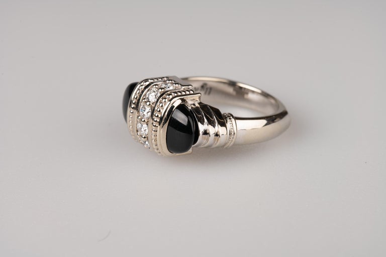 18 Karat White Gold Onyx and White Diamond Ring For Sale at 1stDibs