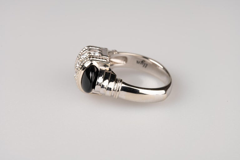 18 Karat White Gold Onyx and White Diamond Ring For Sale at 1stDibs