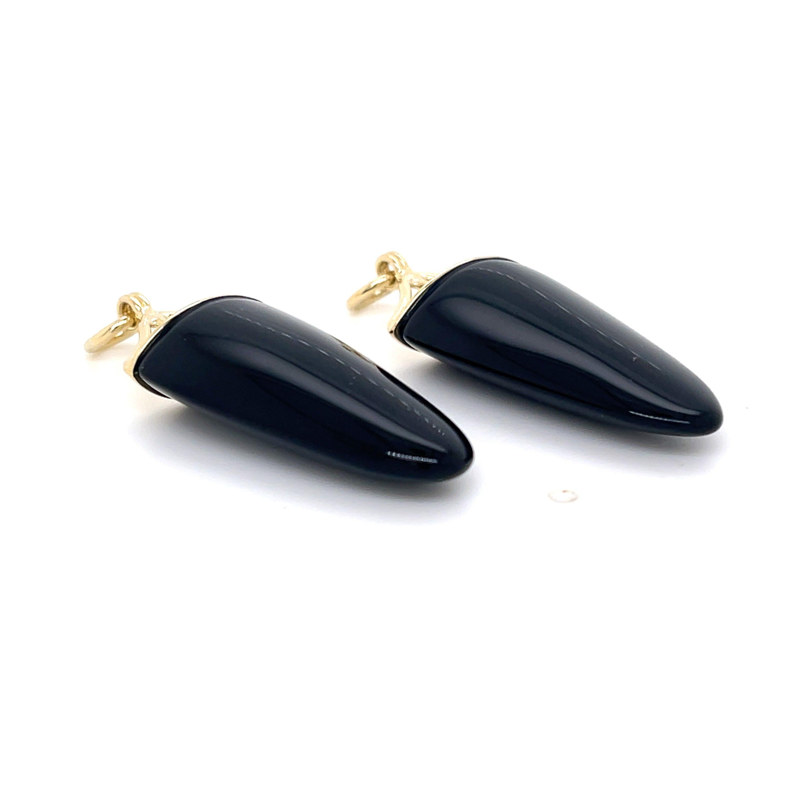 Contemporary 18k White Gold Onyx Studs with 18k Yellow Gold Onyx Jackets