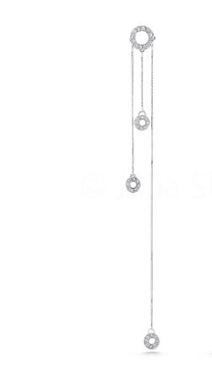 Orecchino chandelier a cerchio aperto in oro bianco 18k con diamanti