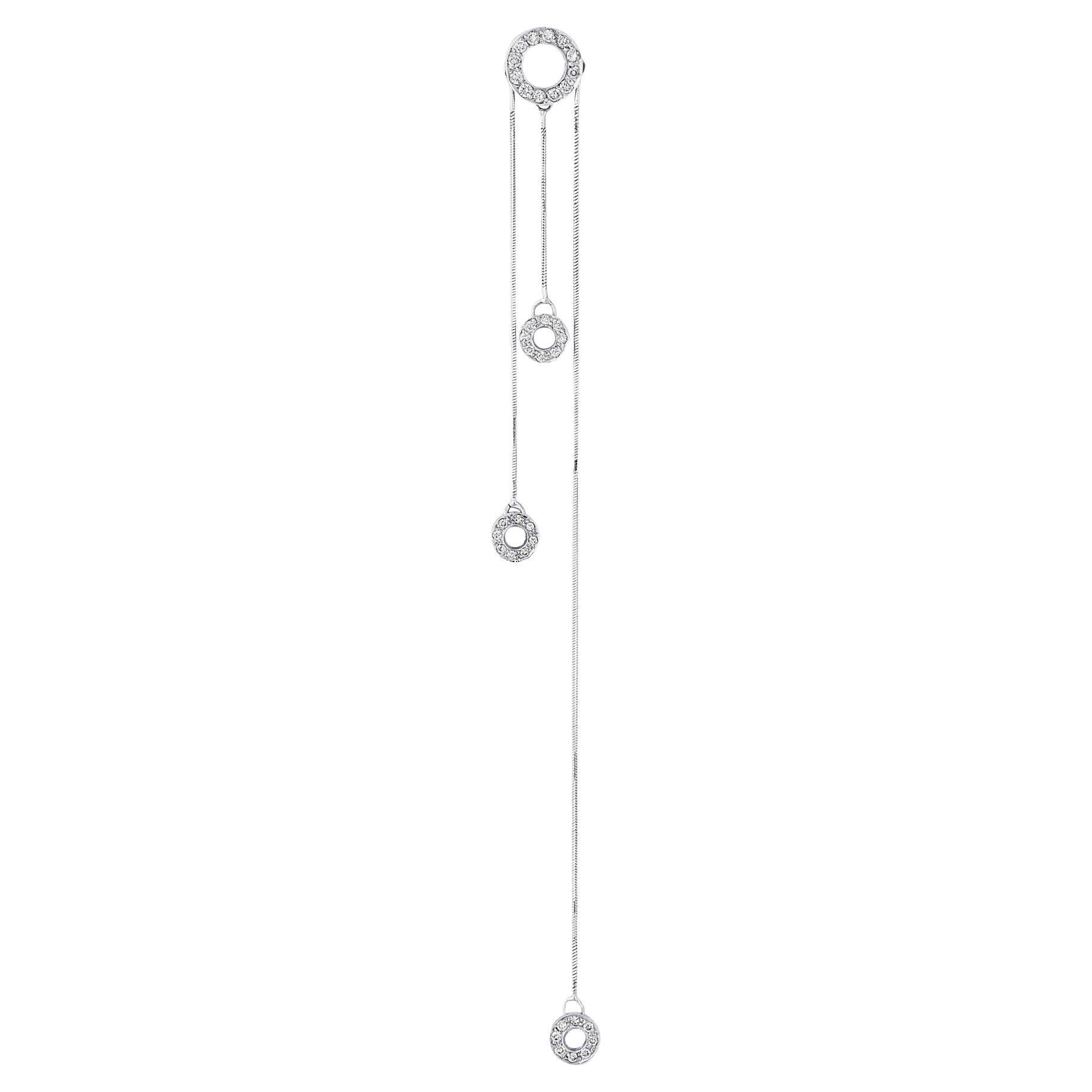 Orecchino chandelier a cerchio aperto in oro bianco 18k con diamanti