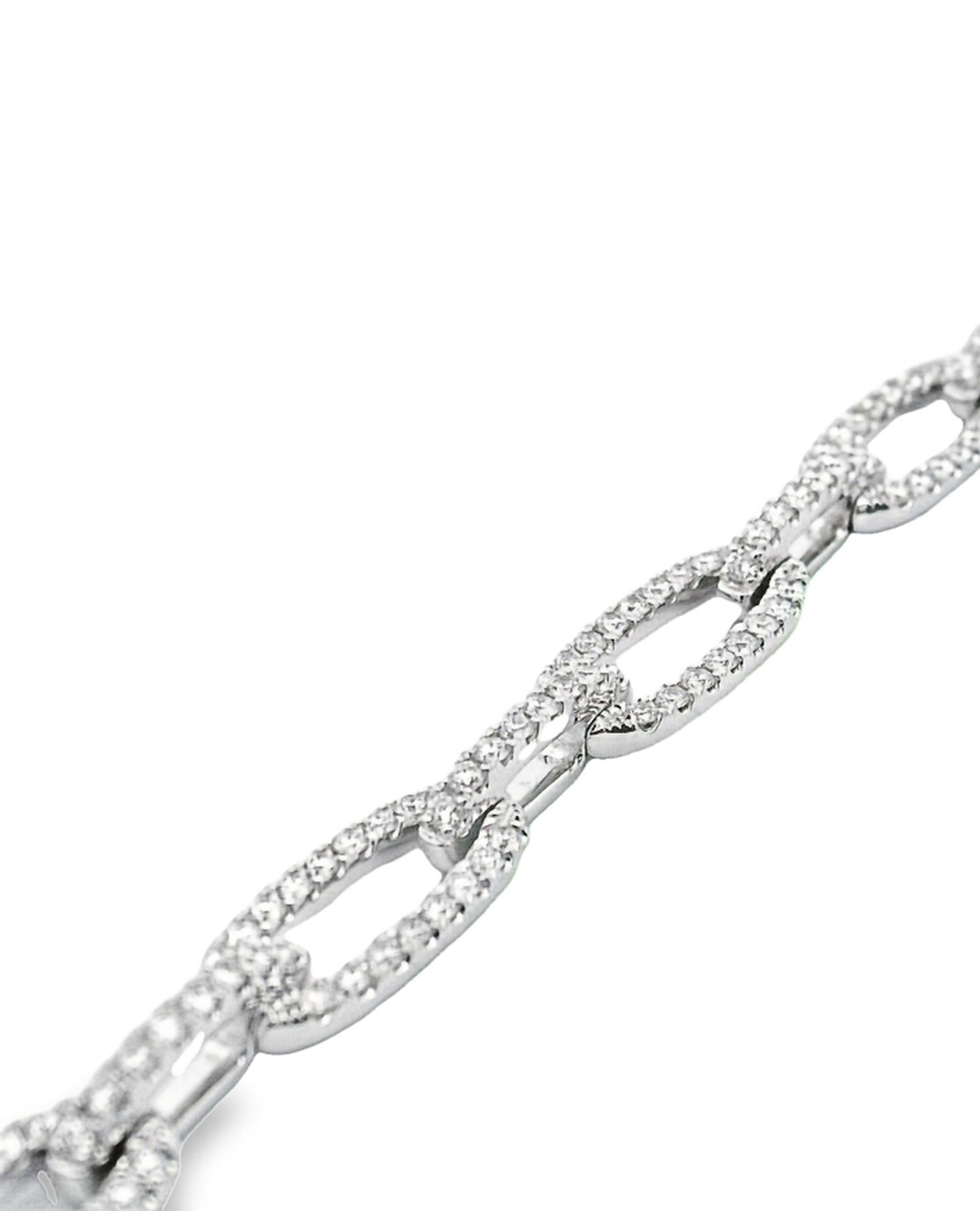 Contemporary 18K White Gold Open Link Diamond Bracelet For Sale
