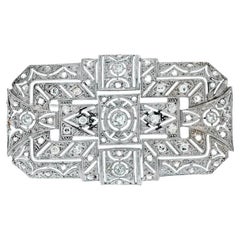 18K White Gold Open Work 1.25 Carat Diamond Brooch