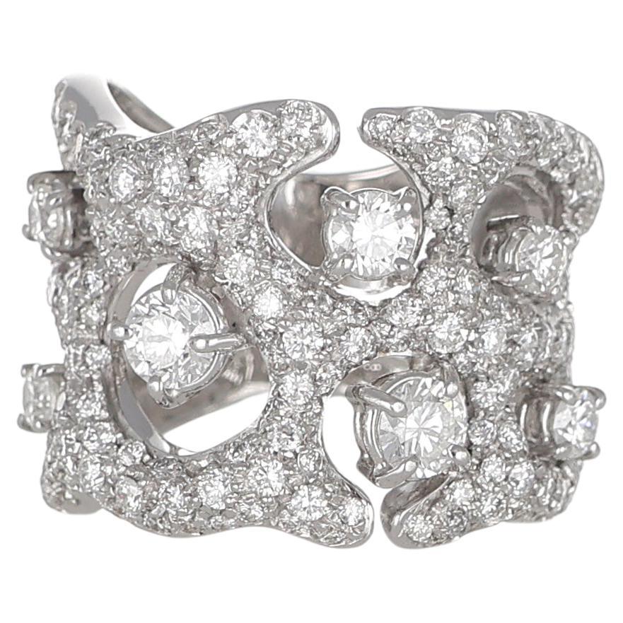 18K White Gold Openwork Diamond Pavé Ring
