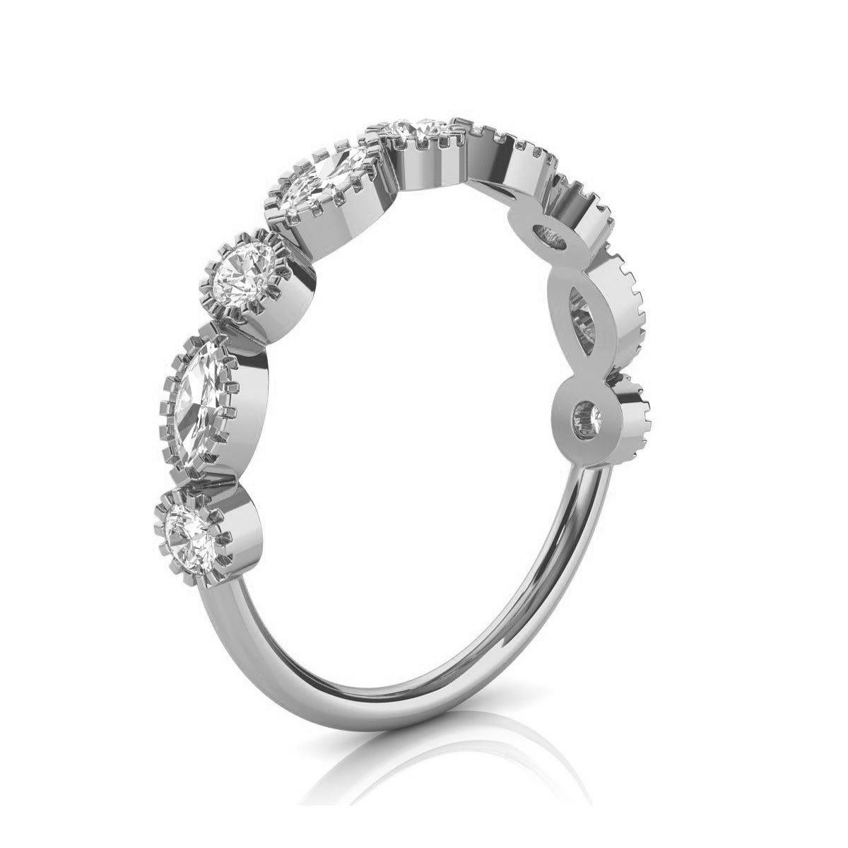 For Sale:  18k White Gold Ornit Petite Milgrain Diamond Ring '1/2 Ct. Tw' 2