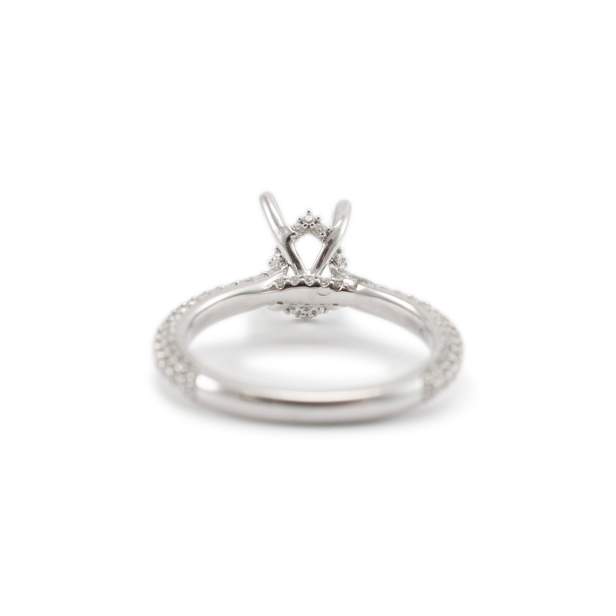18K Weißgold Oval akzentuiert Pave Diamant Hidden Halo Semi Mount Verlobungsring Damen