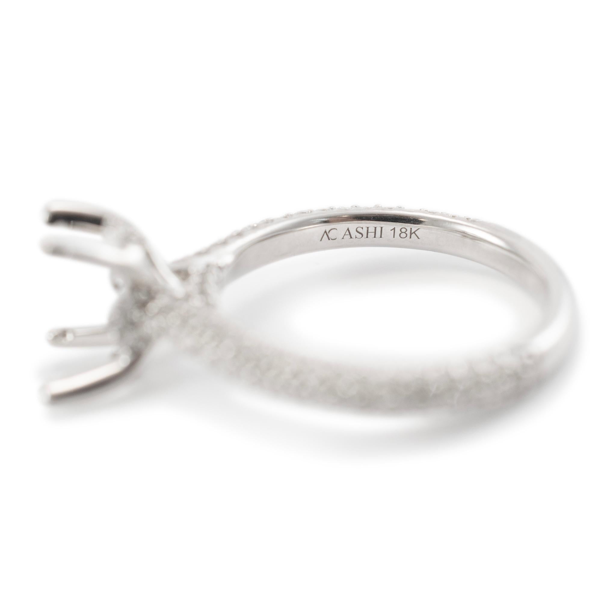 18K Weißgold Oval akzentuiert Pave Diamant Hidden Halo Semi Mount Verlobungsring 1