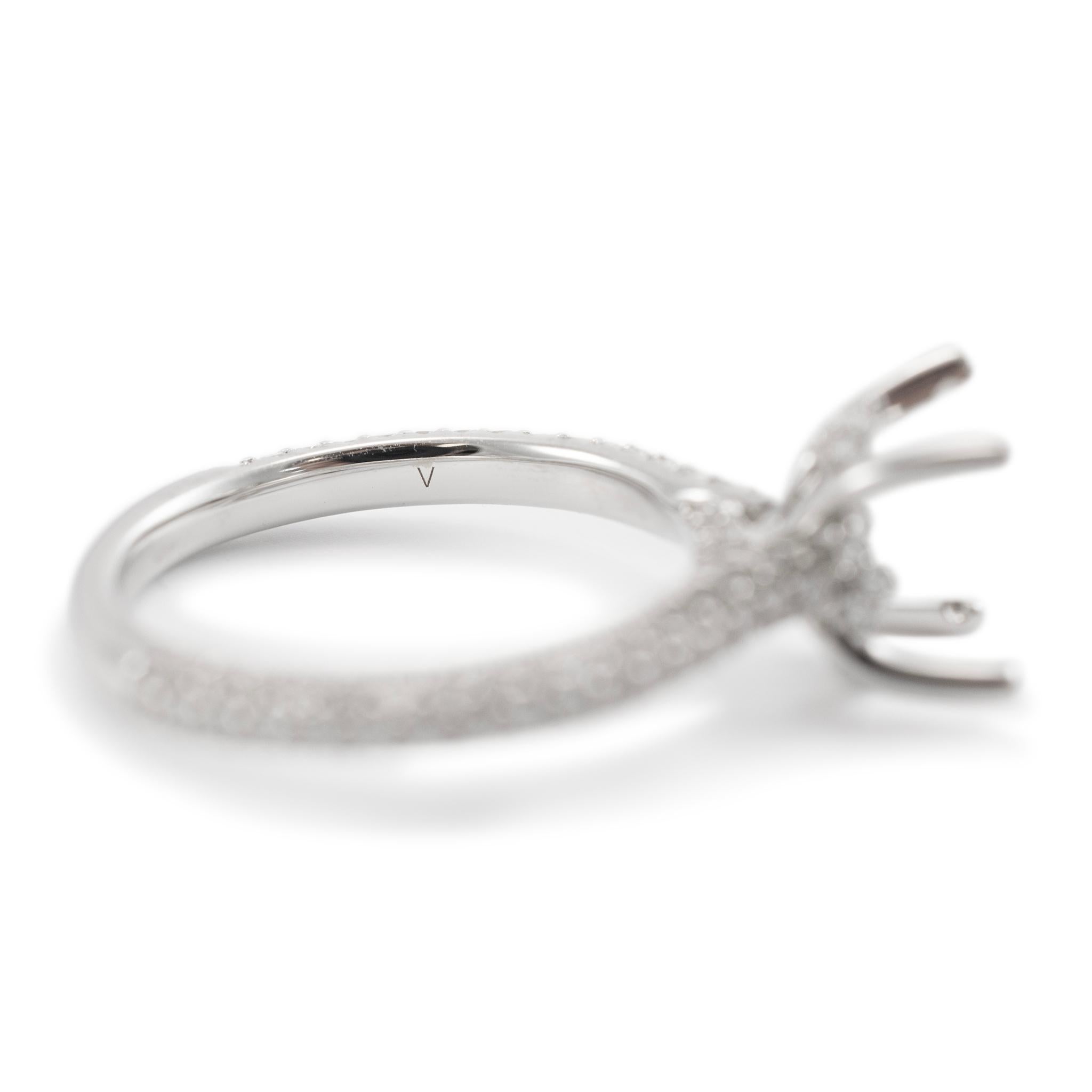 18K Weißgold Oval akzentuiert Pave Diamant Hidden Halo Semi Mount Verlobungsring 2