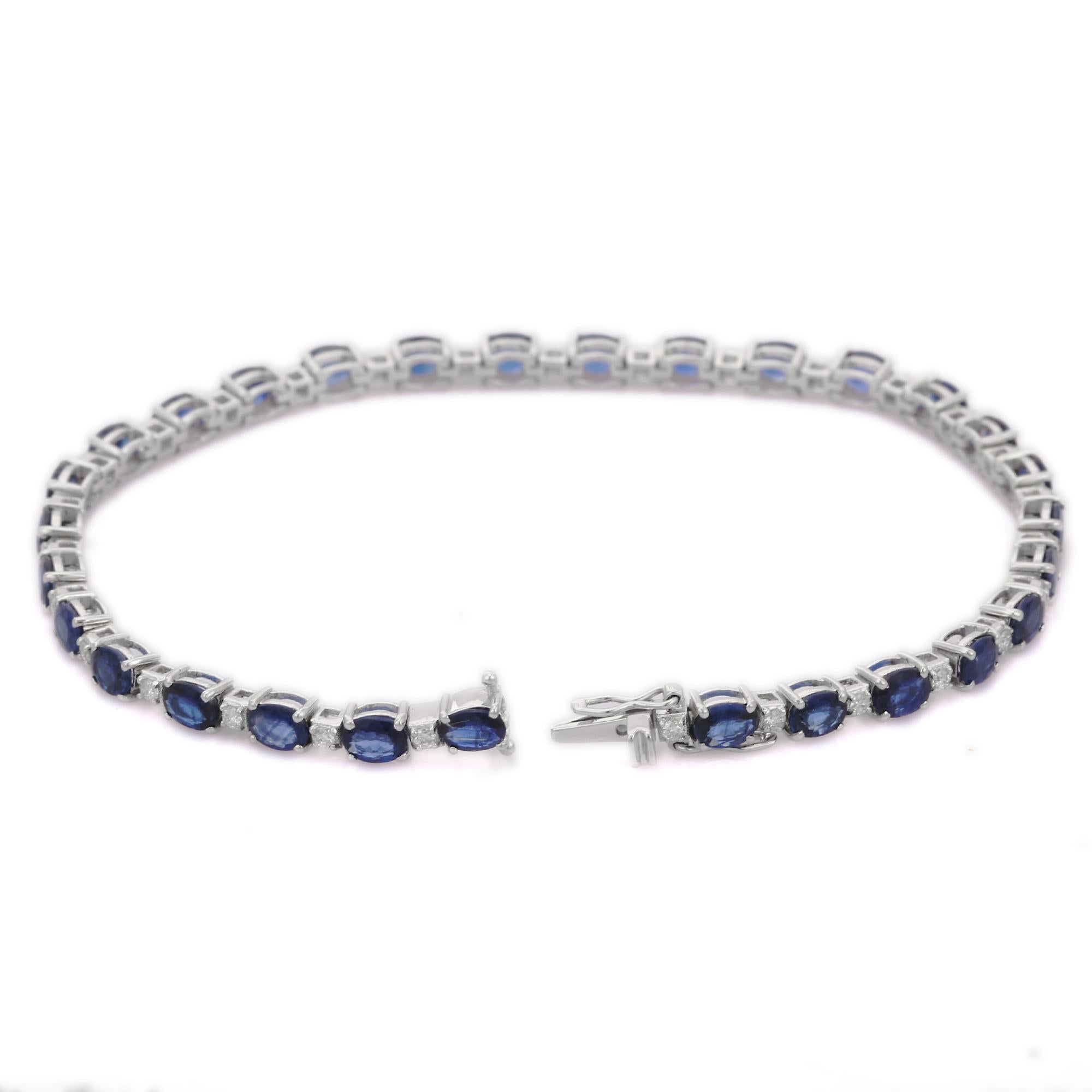blue sapphire and diamond tennis bracelet