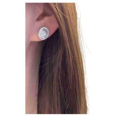 18K White Gold Oval Design Mixed Shapes White Diamond Stud Earrings