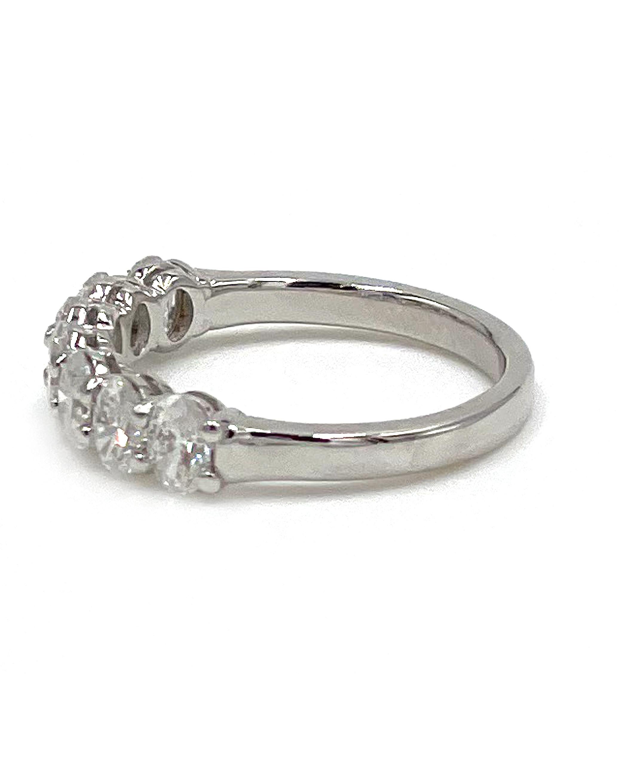 Contemporary 18K White Gold Oval Diamond Band For Sale