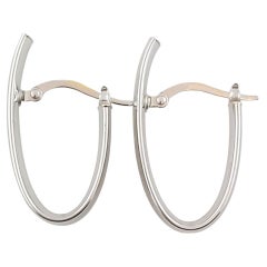 18K White Gold Oval Hoop Earrings #16125